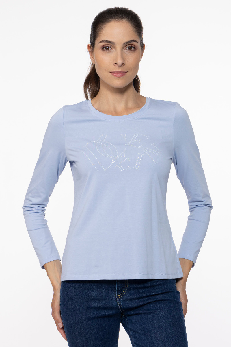 Niebieski t-shirt z długim rękawem