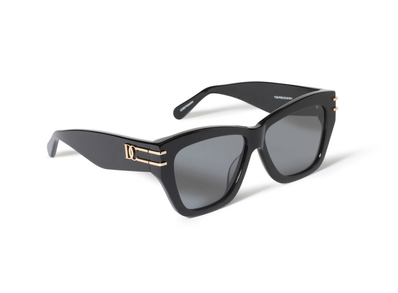 Okulary przeciwsłoneczne w czarnej grubej oprawce z logo DC