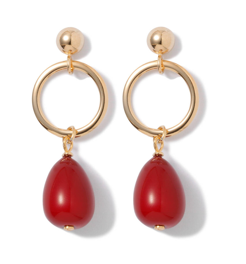 Kolczyki z perłami pokrytymi laką w kolorze wiśniowym