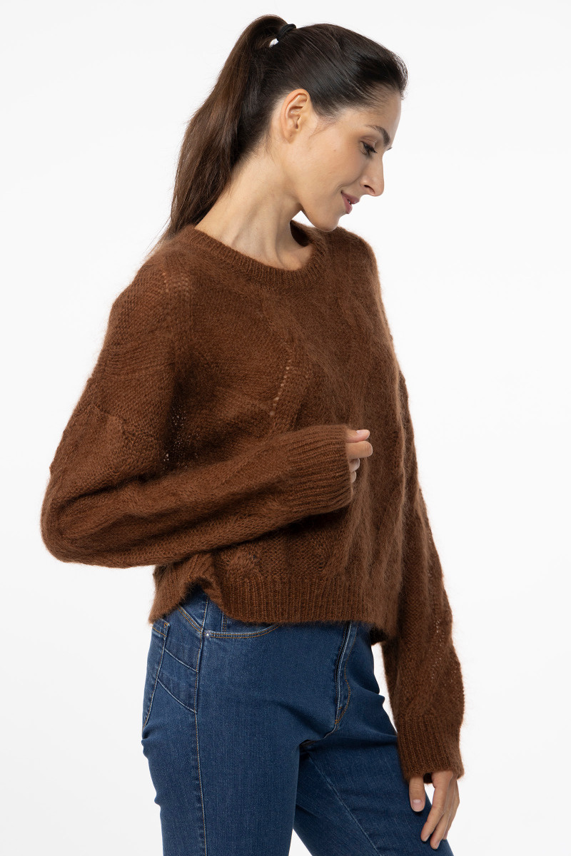 Krótki brązowy sweter