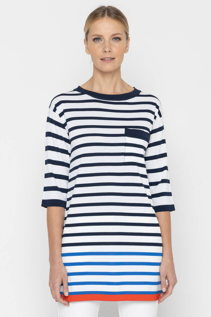 Sweter tunika w poziome pasy