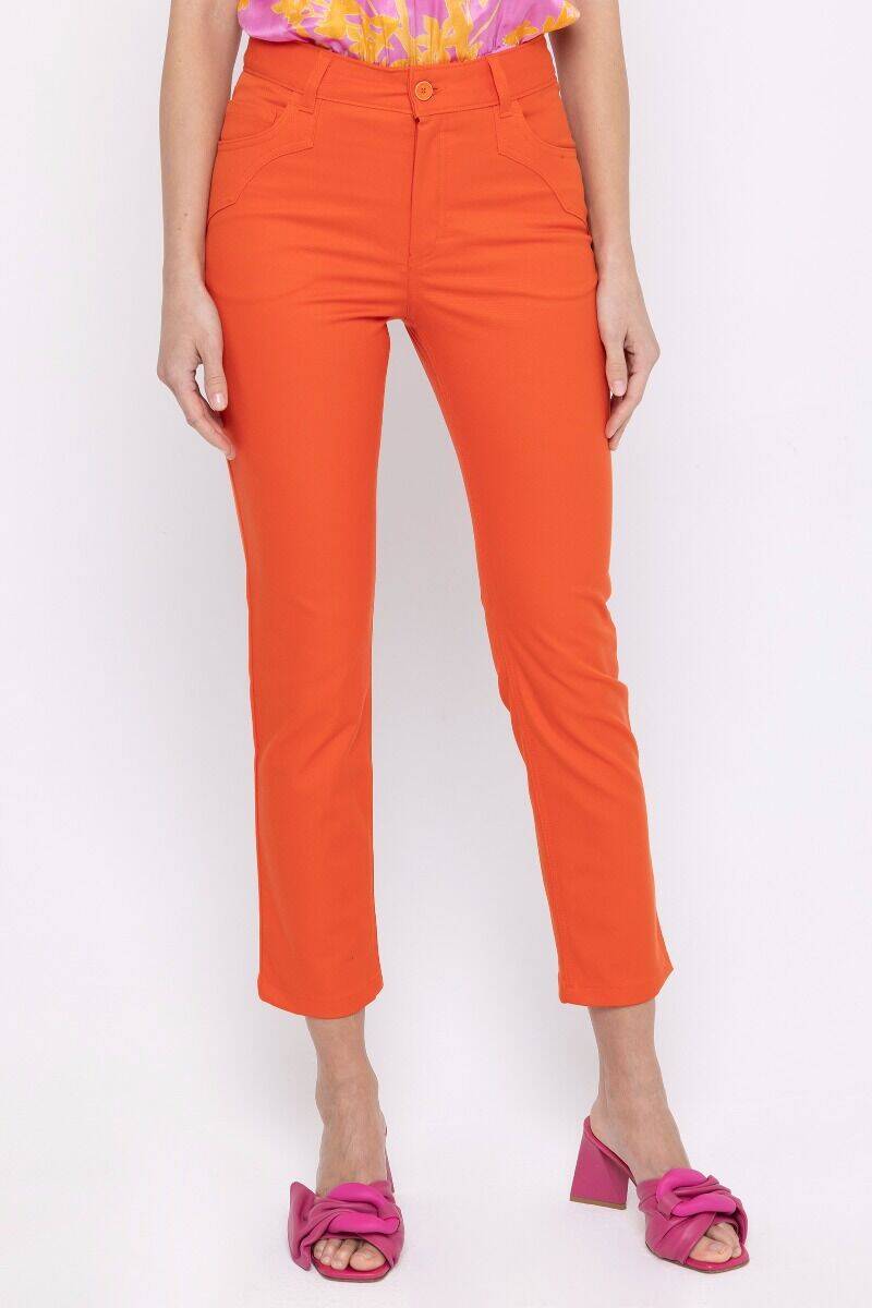 Pomarańczowe spodnie w kant 